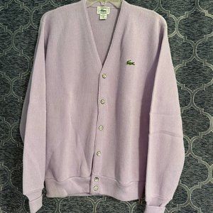 IZOD Lacoste NWOT men's medium vintage long sleeve unisex lavender cardigan
